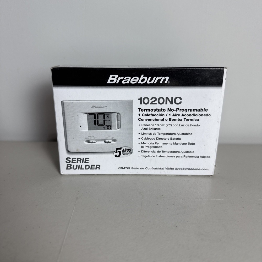 NIB Braeburn 1020NC Digital Non-Programmable Thermostat - White